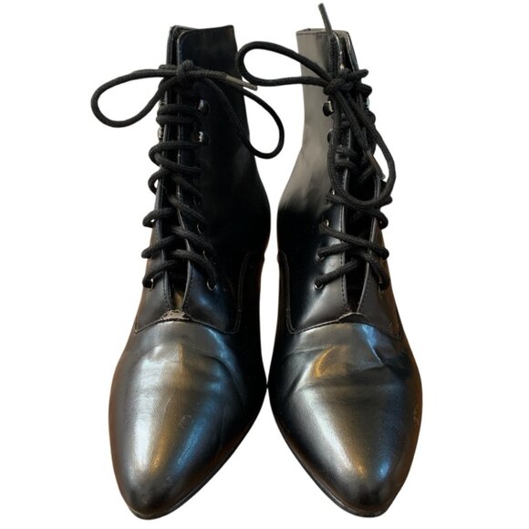 Next Issue Boots Womens 8M Black Victorian Style Cosplay Lace Up Vintage Vegan - Picture 2 of 11